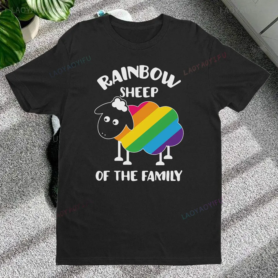 LGBT Rainbow Ovce Funny Gay Pride Day Pánske tričko 100% bavlnená letná farebná košeľa s vrcholmi s krátkymi rukávmi