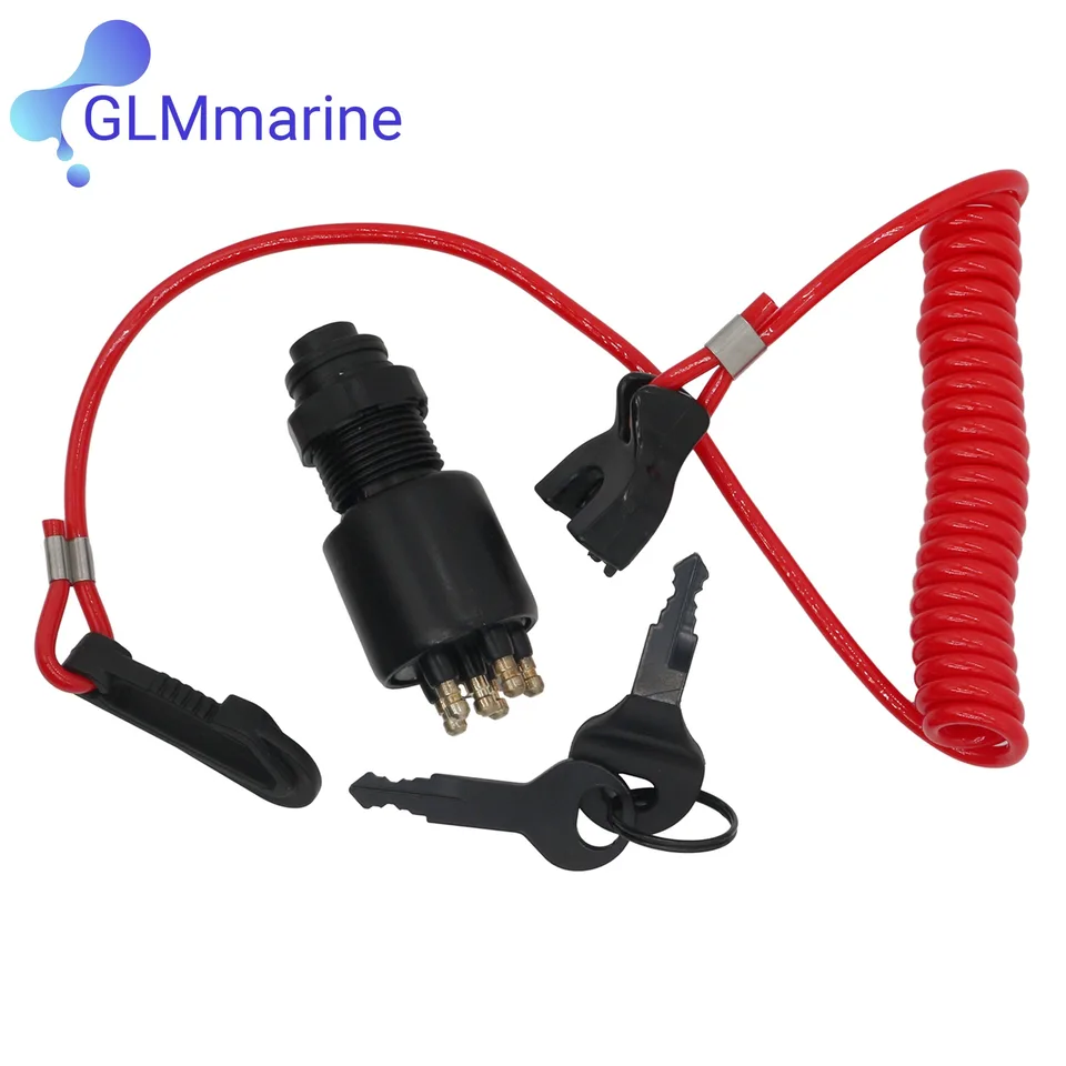 LGnition Switch Key Bezpečnosť Zostava Lanyard Lock Montáž 5005801 pre Johnson Evinrude OMC BRP 1996 a hore prívesný motor 175974