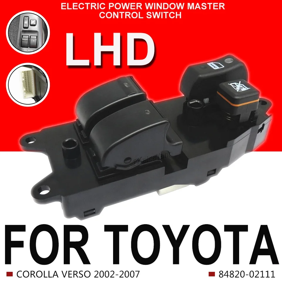 LHD elektrické tlačidlo regulátora ovládacieho spínača okna pre Toyota Corolla Verso 2002-2007 84820-02111