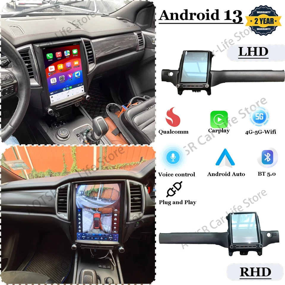 LHD RHD AI hlasová obrazovka multimediálne stereofónny Android 13 pre Ford Ranger F550 Everest 2015 ~ 2020 GPS
