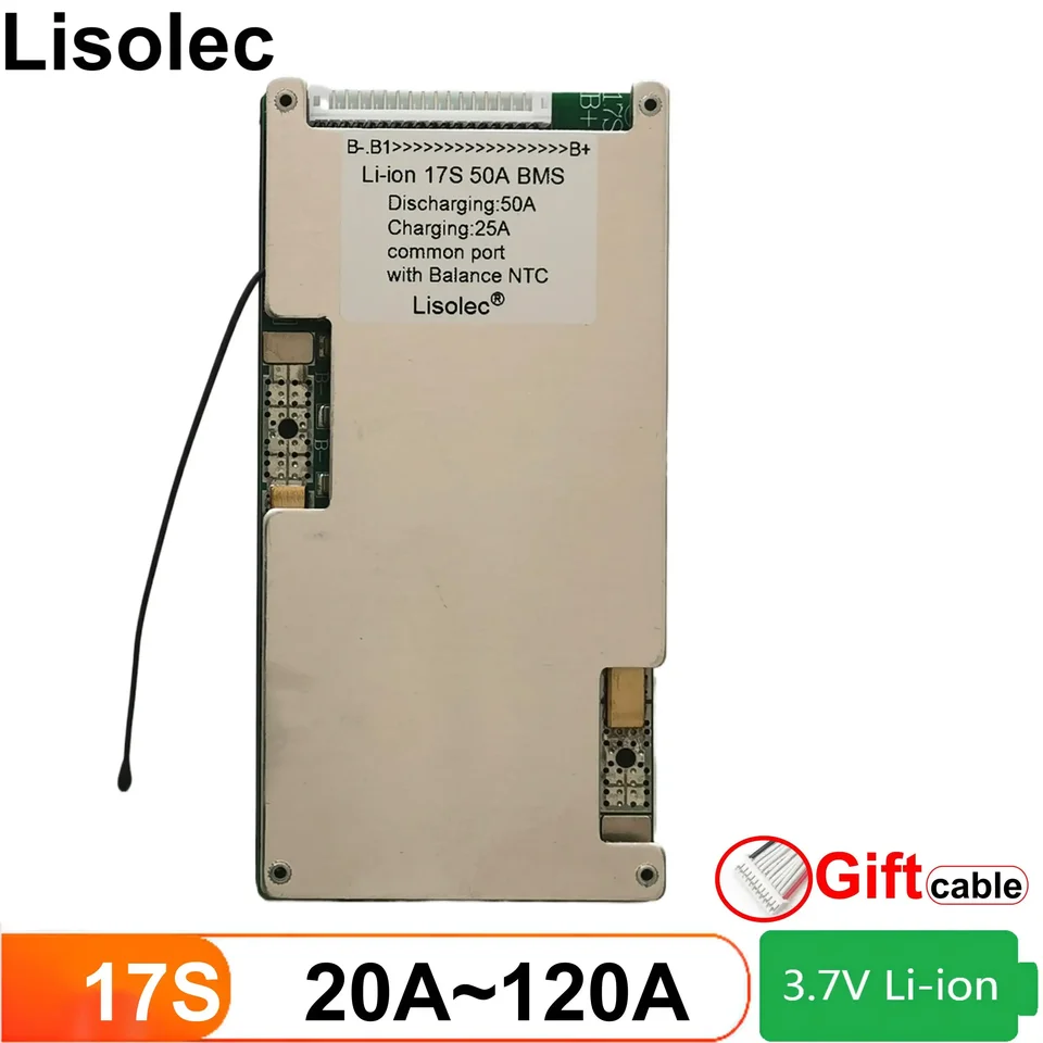 Li-Ion 17S 100A BMS s doskou na ochranu rovnováhy 18650 21700 lítiová batéria 20A až 120a