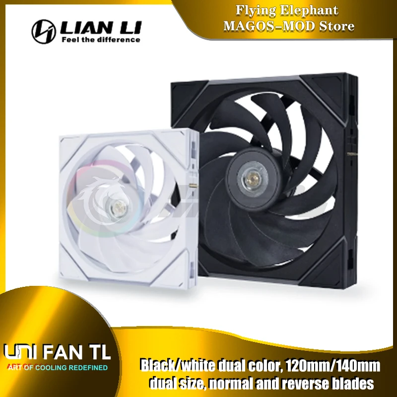 Lian li uni ventilátor TL120 TL140 Forward / Revers Computer Pase ventilátor, vysokovýkonný 90CFM 200-2600RPM L-Connect 3, 1 /3 PCS Pack Pack