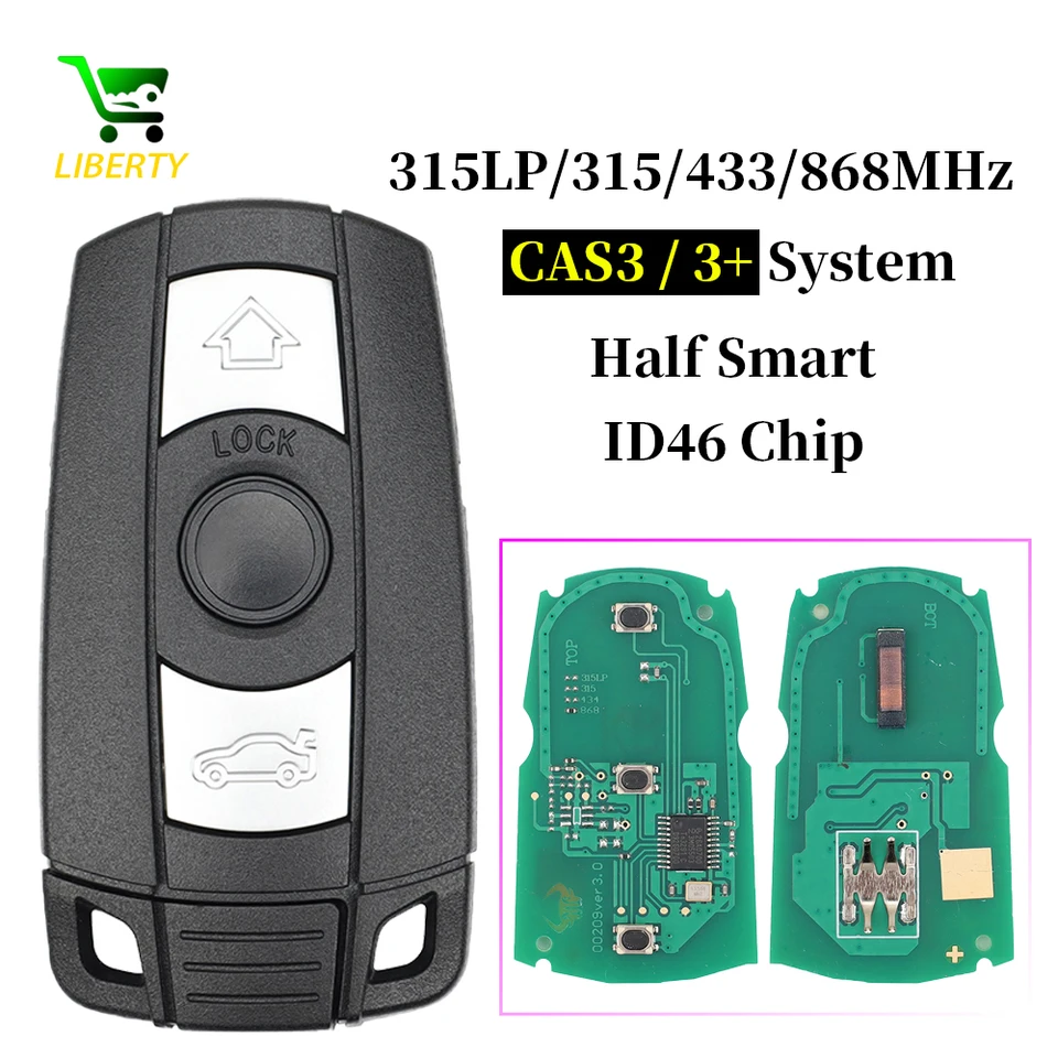 Liberty CAS3 CAS3+ Systémový automobil Vzdialený kľúč 315LP/ 315/433/ 868MHz ID46 čip pre BMW E60 E61 E70 E87 E90 1/3/5/7 Series X5 X6 Z4