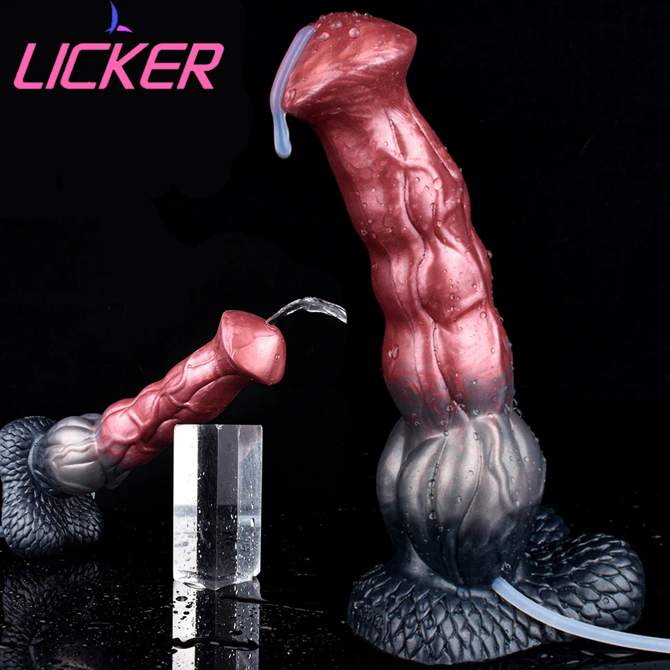 LICKE EJACULÁCIA Dildos Animal Horse uzol Dildo Fantasy penis Strieskanie zadku plug análne sexuálne hračky pre ženy masturbuje potešenie