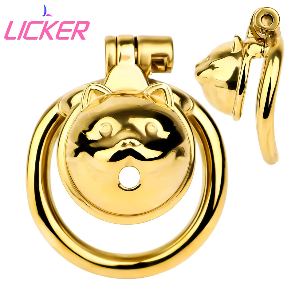 Licker Golden Silvery Metal Muž cudnosť klietka s penis ring cb kohút zámok klietky klietky bdsm sexy hračky sexy gadget pre mužov chlapec 18+