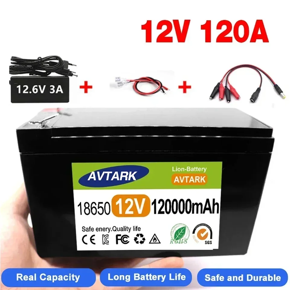 LIFEPO4 12V 120A LI ION 18650 ELEKTRICKÉ VOZIDLO BATTERICKÉ VOZIDLO VOZIDLO 9V- 12V 35AH 120AH Vstavaný BMS 30A High Current