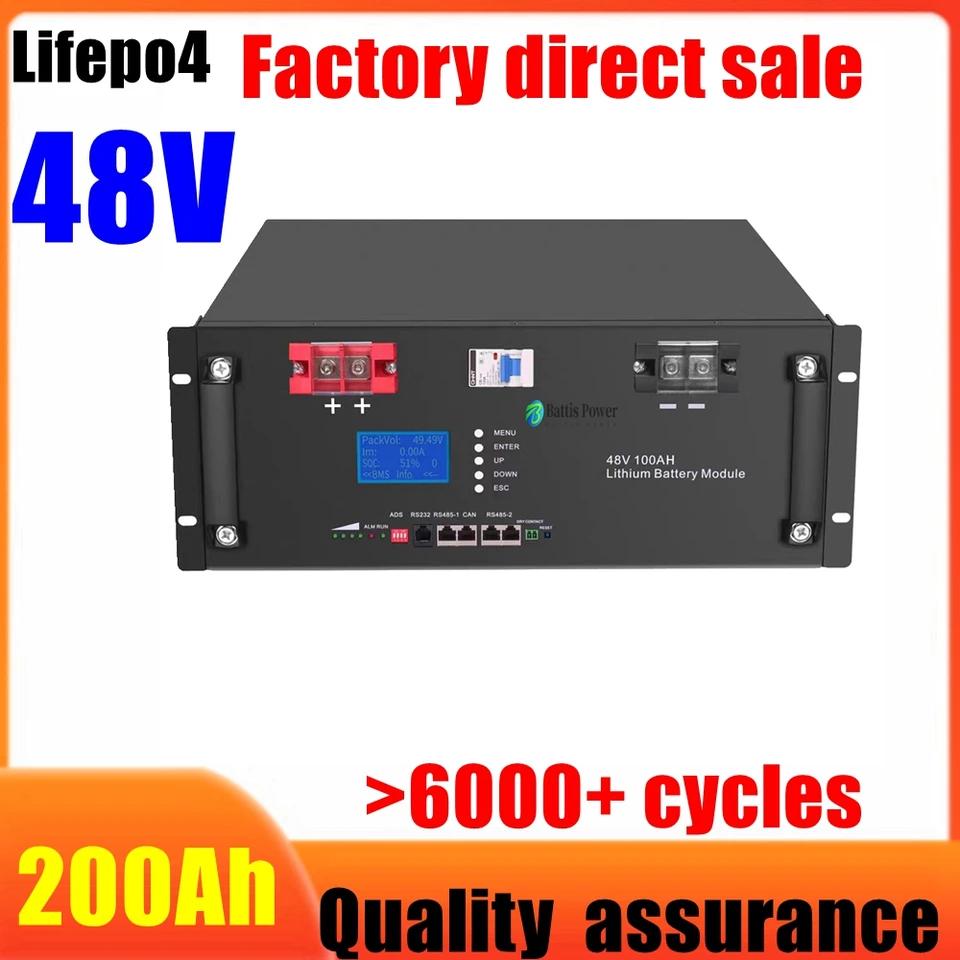 LIFEPO4 48V 200AH BATÉRA 51,2V 100AH ​​120AH 50AH lítium batérie 6000+ cyklov pre domácnosť RV solárne mimo siete 48 V LIFEPO4 Žiadna daň