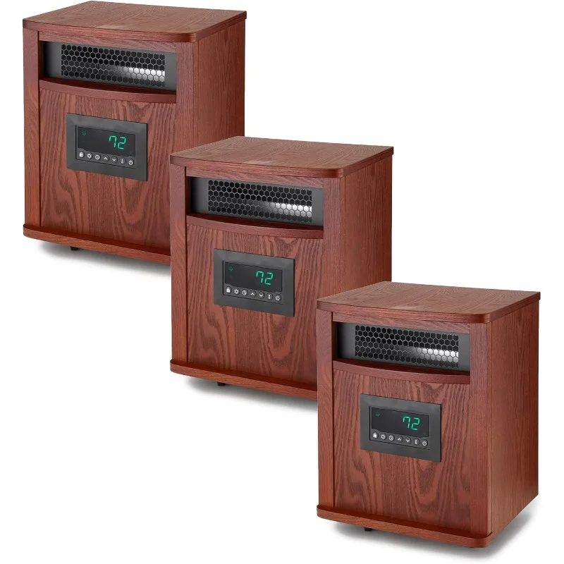 Lifesmart 1500 watt prenosný elektrický infračervený útvarový ohrievač priestoru pre použitie v interiéri so 6 vykurovacími prvkami, kolieska s kolieskami, diaľkové ovládanie