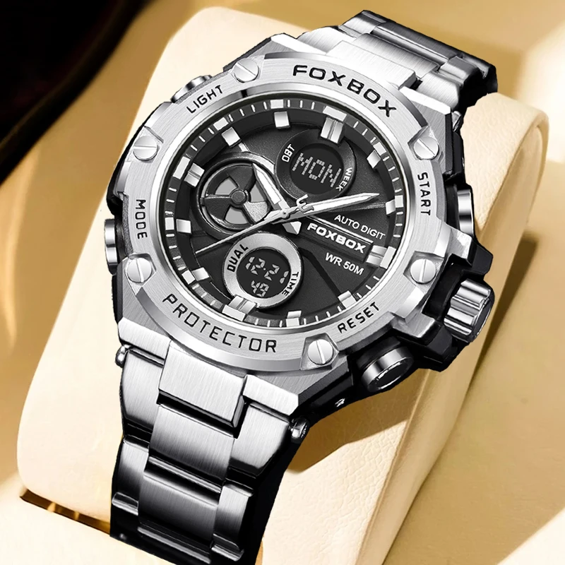 Lige Brand Luxury Analógové digitálne hodinky pre mužov módne obchodníci sledujú vojenský nepremokavý alarm duálne zobrazenie hodinky Men