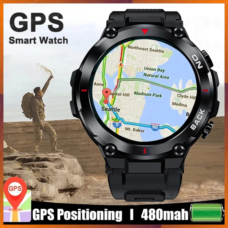 Lige Brand Original GPS Smart Watch Men Outdoor Vojenská obrazovka HD 480 mAh hodinky Waterproof Sports Smartwatch pre Xiaomi
