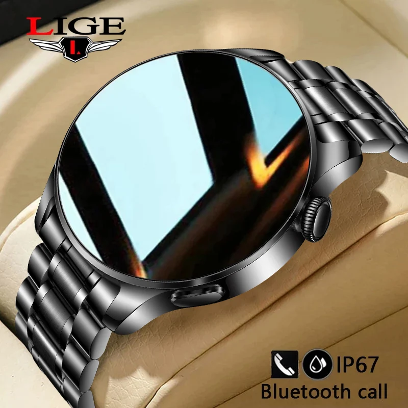 Lige Full Touch Smart Watch Men Sports Fitness Tracker Watch Steel Band Bluetooth Call Waterproof Smartwatch pre Xiaomi Huawei