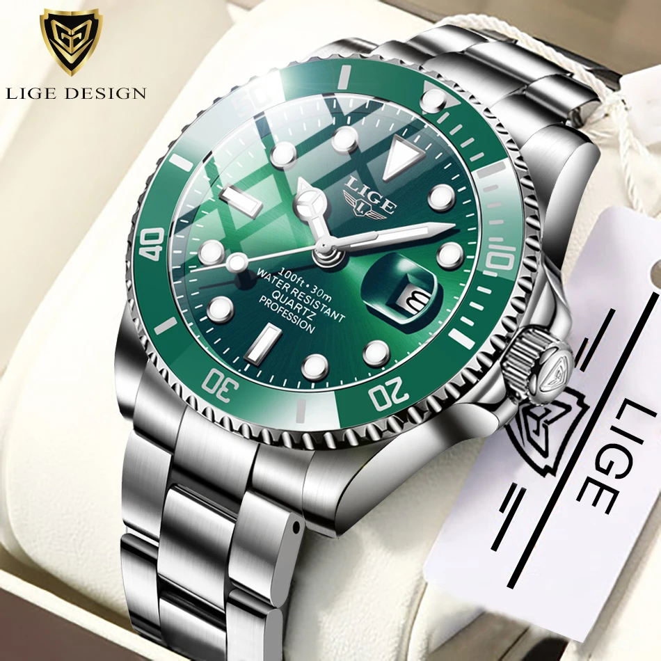 Lige Top Brand Luxury Fashion Diver Watch Men 30ATM Vodotesné dátumy Športové hodinky Mens Quartz Rakra