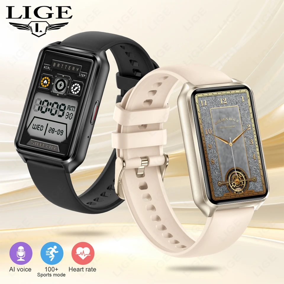 Lige Women Smart Watch Fashion Men Darček Športová fitnes srdcová frekvencia Zdravie Monitor Custom Dial Ai hlasová asistentka hudba Smartwatch