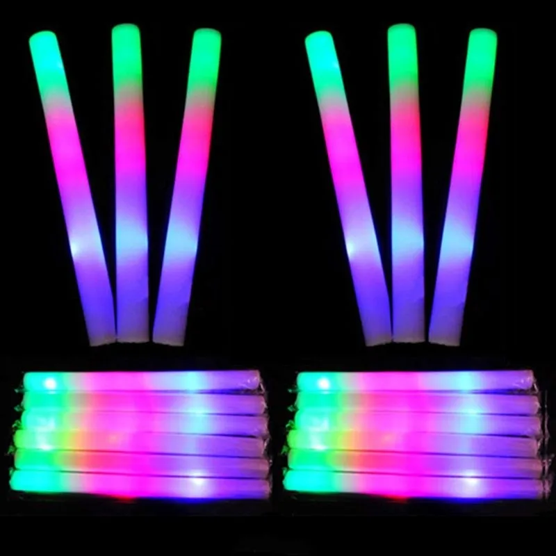 Light-up Foam Sticks Party Decor Decor Led Soft Soft Rachs Rally Rave Žiariace prútiky