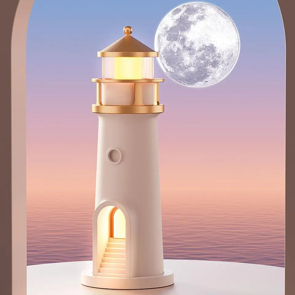 Lighthouse Ambient Lights Moon Projection Light Svetlo Stlmenie hudobného snímača hudobného snímača Bluetooth