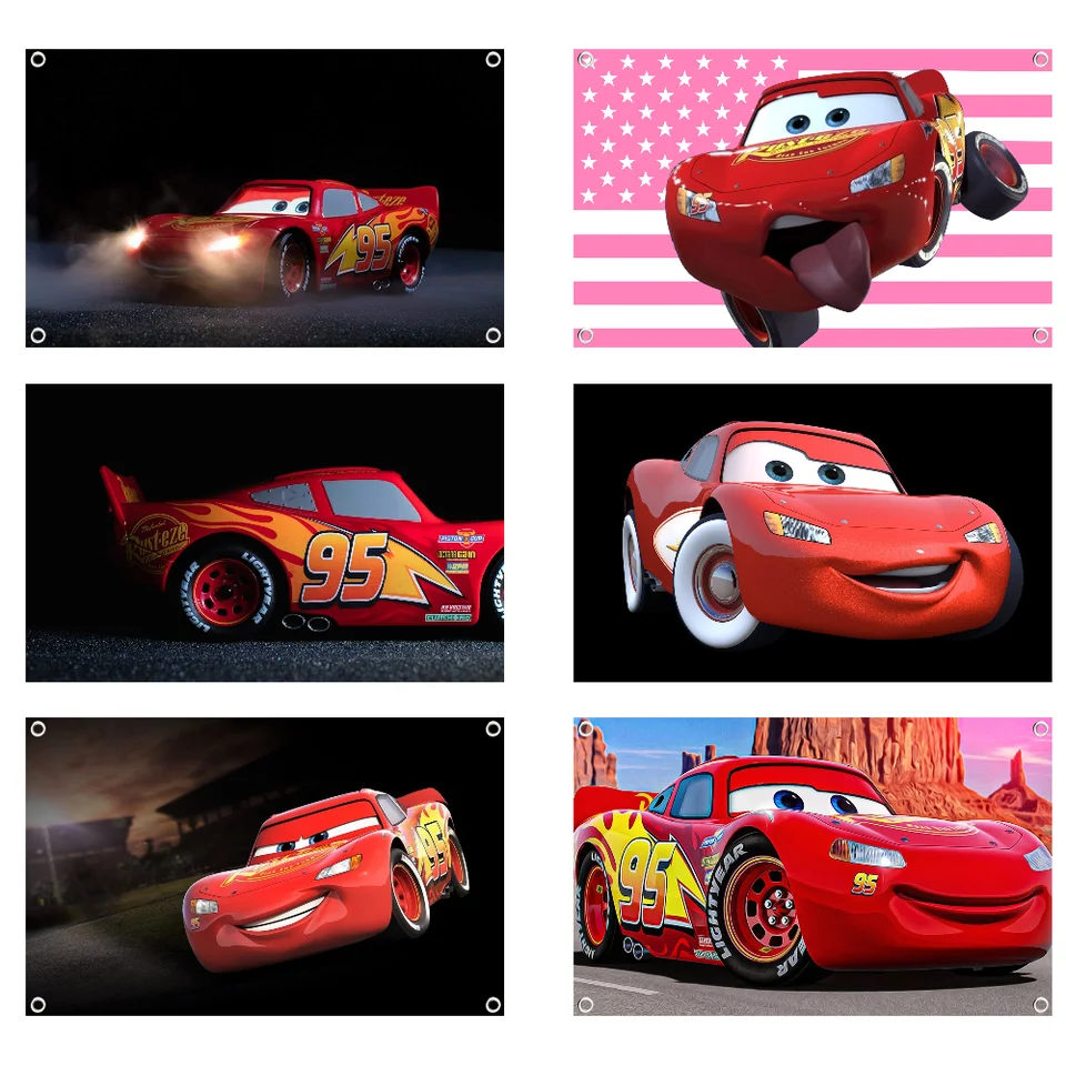 Lighting auto m-Mcqueen vlajka Vnútorná vonkajšia dekoratívna stena dekorácie podniková vlajka tlač Tobestry banner