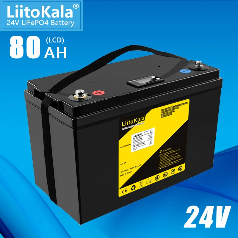 Liitokala 24V 80AH LifePO4 batéria lítium so 100A BMS pre menič solárneho panela záložné záložné napájacie člnové svetlo 29.2v 10a