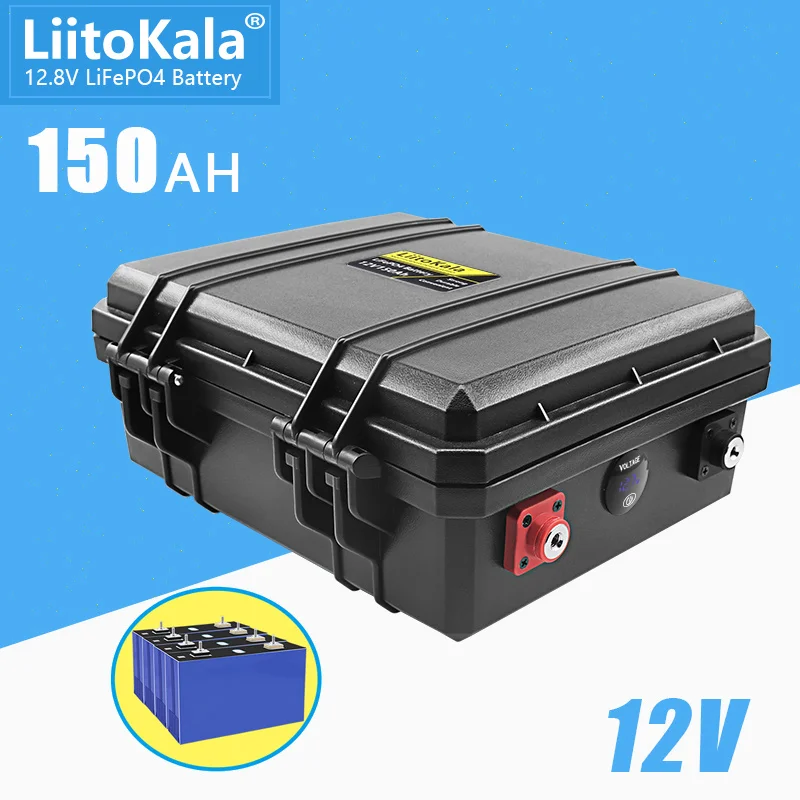 Liitokala LifePo4 12,8V 12V 150AH LifePo4 batéria 100a BMS pre 1200 W lodí Solárne energie Golfové vozíky RV Inverter 14.6v20a