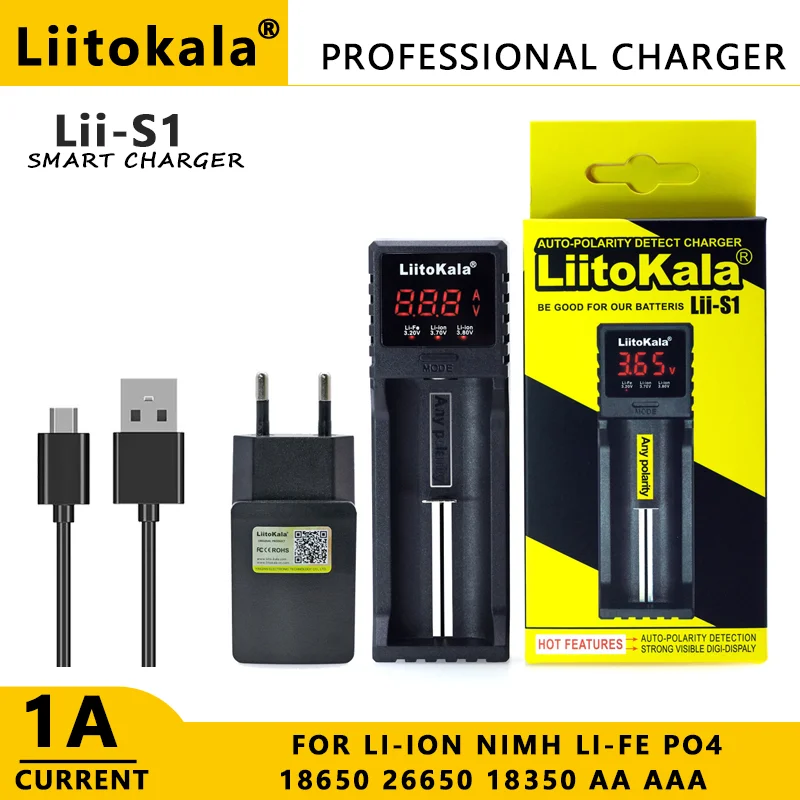 Liitokala lii-S1 26650 AA AAA 18650 18350 18500 3,7V 1,2V 3,2V 3,8 V Nabíjateľná nabíjačka nabíja