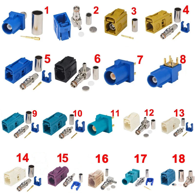 Liiuodo Car Connector Connector Fakra A Fakra B Fakra C Fakra K Fakra Z pre GPS RF Komunikačné systémy