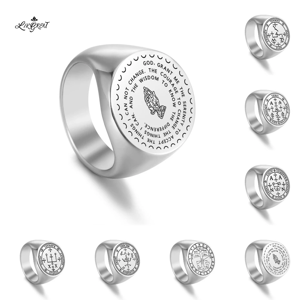 Like Great pečať siedmich archanjelov zazvoní Kľúčom zo Šalamúnovej z nehrdzavejúcej ocele God amulet gravírovanie prst Aillo šperky darček