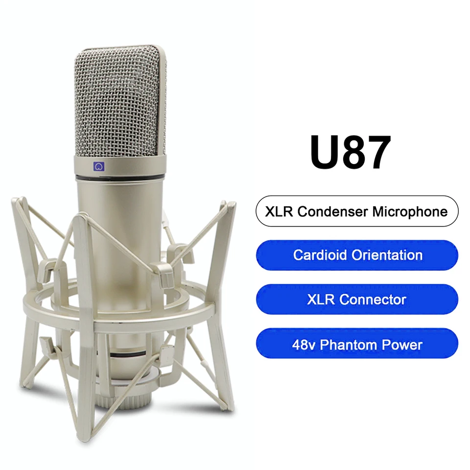 Likheung U87 XLR kondenzátor mikrofónne profesionálne kardioidné štúdio mikrofón na nahrávanie hlasu podcastingu cez streamovanie domáceho štúdia