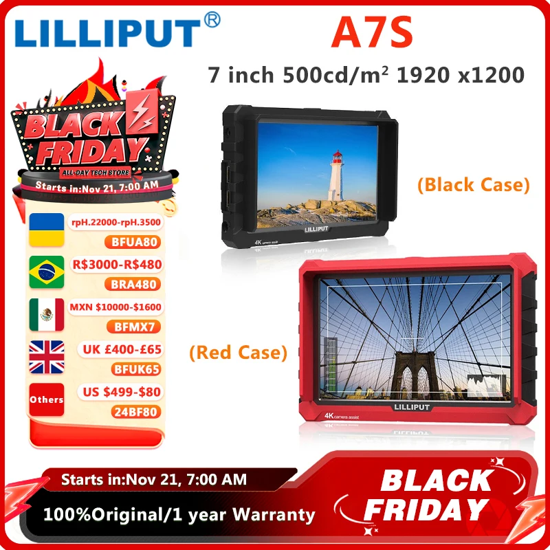 Lilliput A7S 7 palcov 1920x1200 HD IPS obrazovka 500CD/M2 Monitor poľa fotoaparátu 4K HDMI kompatibilné Vstupné video pre DSLR fotoaparát