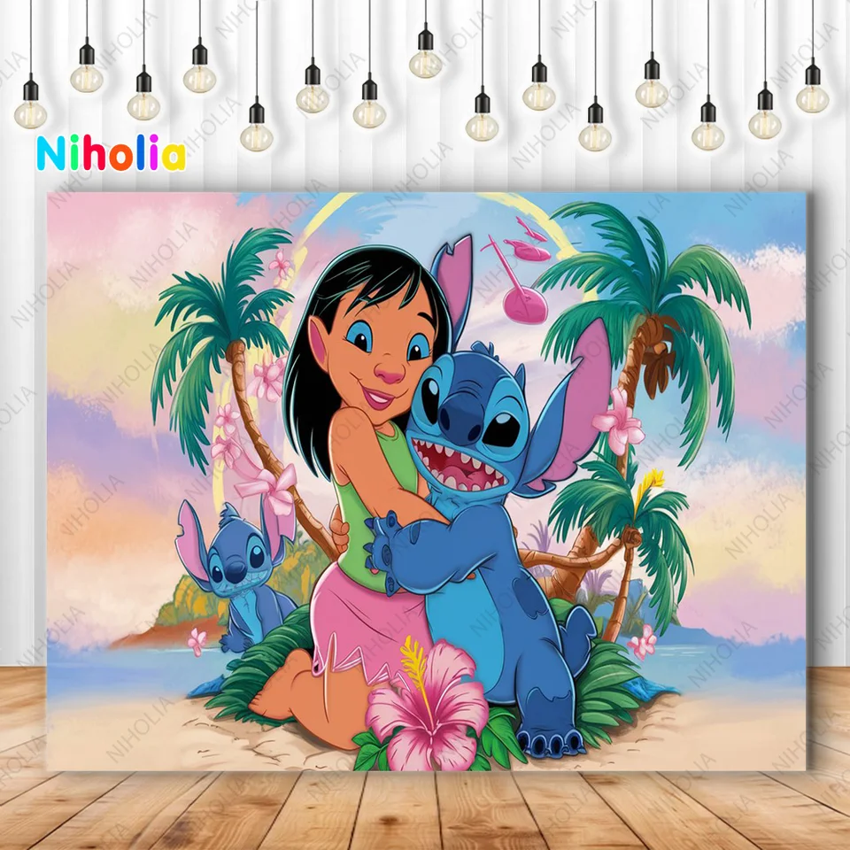 Lilo a Stitch Backdrop Party Banner Photo fotografie pozadie plážový strom dekorácia oslava Banner Studio Booth Podeslá rekvizity