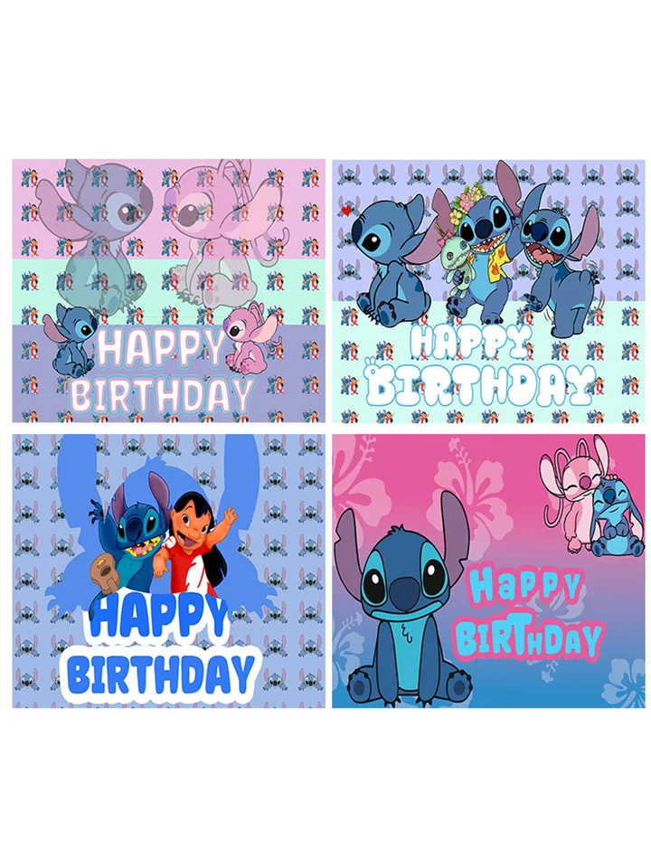 Lilo & Stitch Narodeninové oslavy Dodávky Dekorácia Prispôsobte si hry Pozadie pre bábätko Banner Kid faovr izba dekor