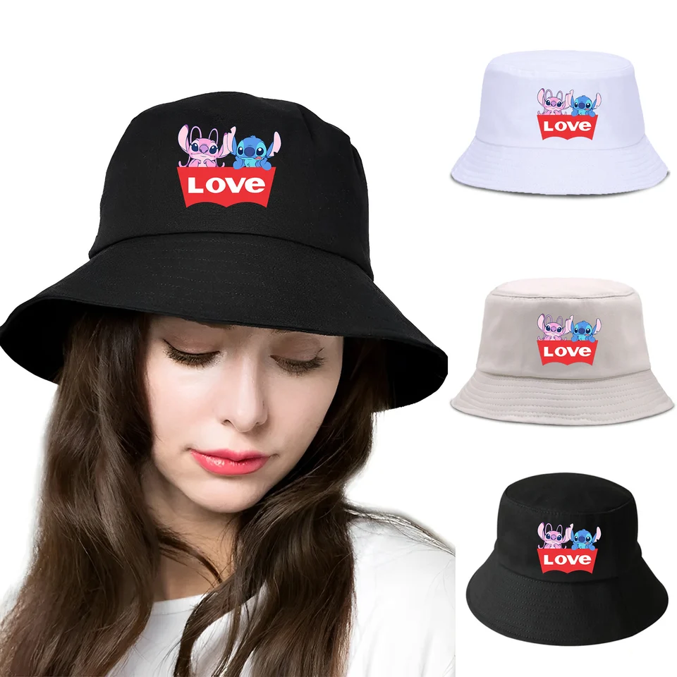 Lilo steh rodičia a dieťa vedro klobúk Summer Panama Bucket Cap Ženy Hip hop hop harajuku rybársky klobúk