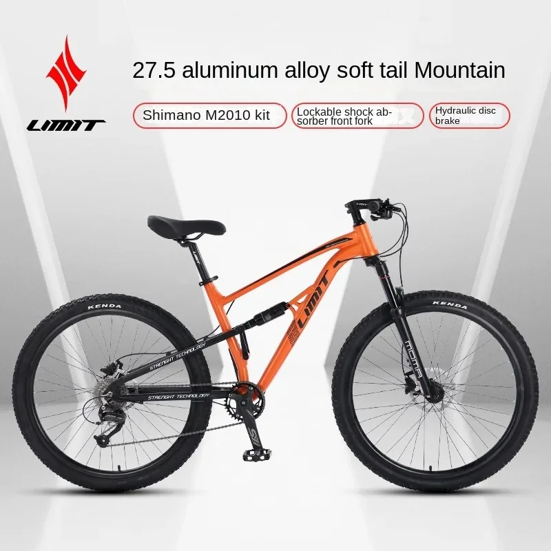 Limit 27,5-palcový MTB Úplné zavesenie zjazdového bicykla Hydraulická kotúčová brzda Soft Tail Mountain Bike Bike 9-stupňový bežecký bicykel