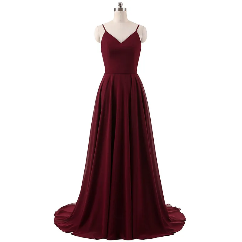 Line šifón špagety elegantné dĺžky družičky družičky družičky večerné svadobné hostiny Prom Homecoming narodeniny vlak