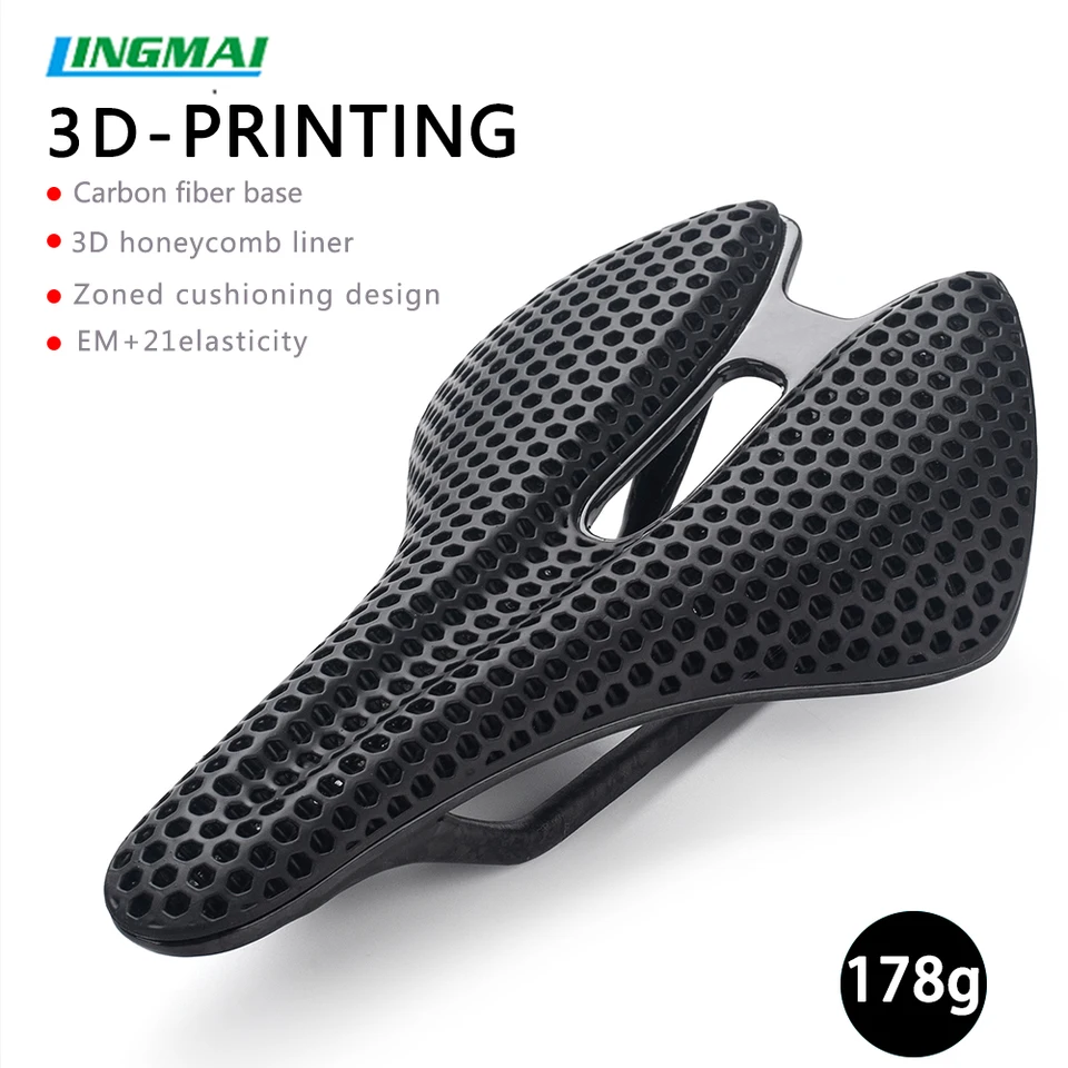Lingmai uhlíkové vlákno 3D tlačené bicykle sedlo ultragľa dutých bicyklov Men Men ženy triatlon závodná cesta mtb bicykel sedlo