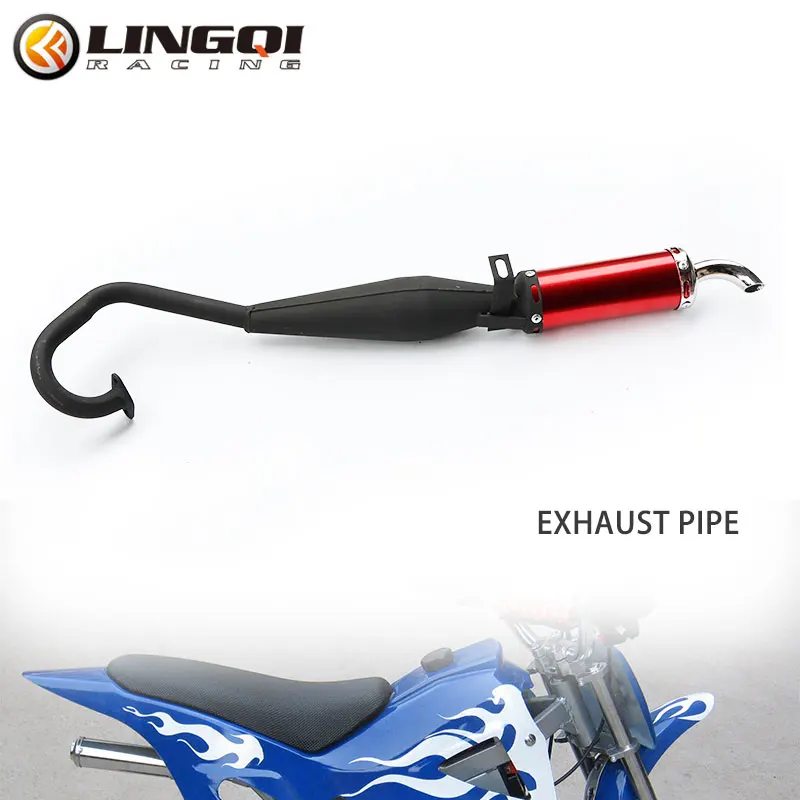 Lingqi Racing 43cc 47cc 49cc 49 ccm diely Výfukový výfukový kompletný systém tlmič tlmič Kontaktné potrubie pre 2 zdvihové nečistoty vrecka