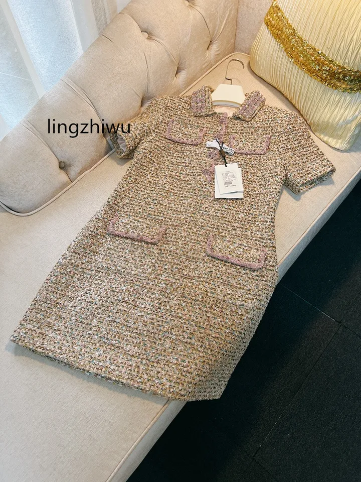 Lingzhiwu-tweed šaty pre ženy, francúzske vintage šaty, elegantné, špičkové, s diamantom, nový príchod
