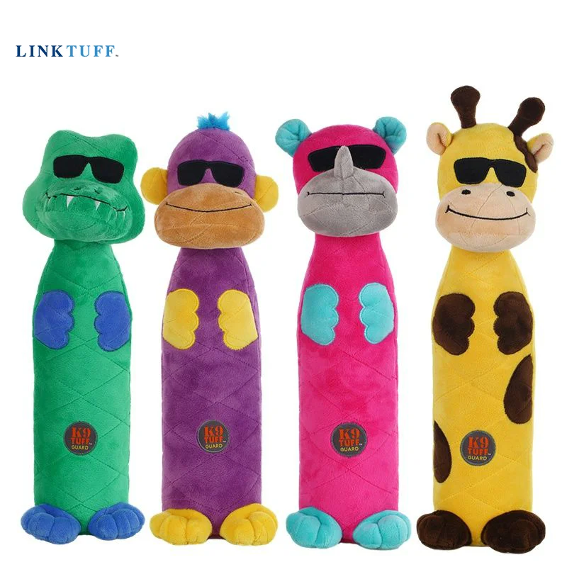 Linktuff Pet Dog Squeaky Hračky (plastová fľaša vo vnútri) - žirafa/šimpanz/krokodíl/nosorožce