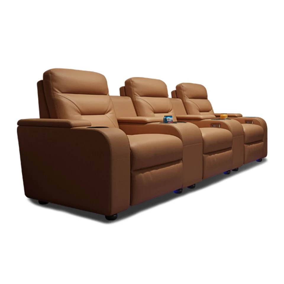 Linlamlim Originálna kožená pohovka s napájacími sedadlami, divadelné elektrické kreslo gauč Nordic Seating Room Cinema Sofas