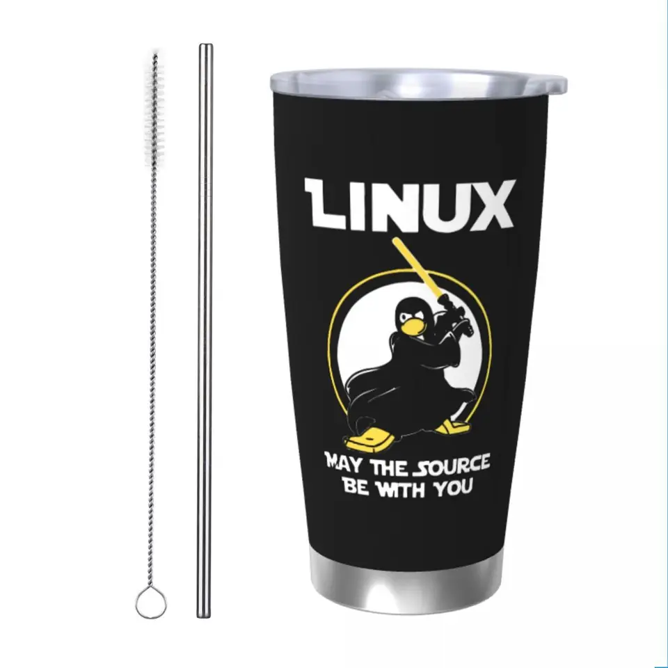 Linux môže Zdrojový priehlbina vákuum Izolovaný programátor Penguin Programátor Nerd Coffee Cups s vekom slamy s hrnčekmi na fľašu s vodou