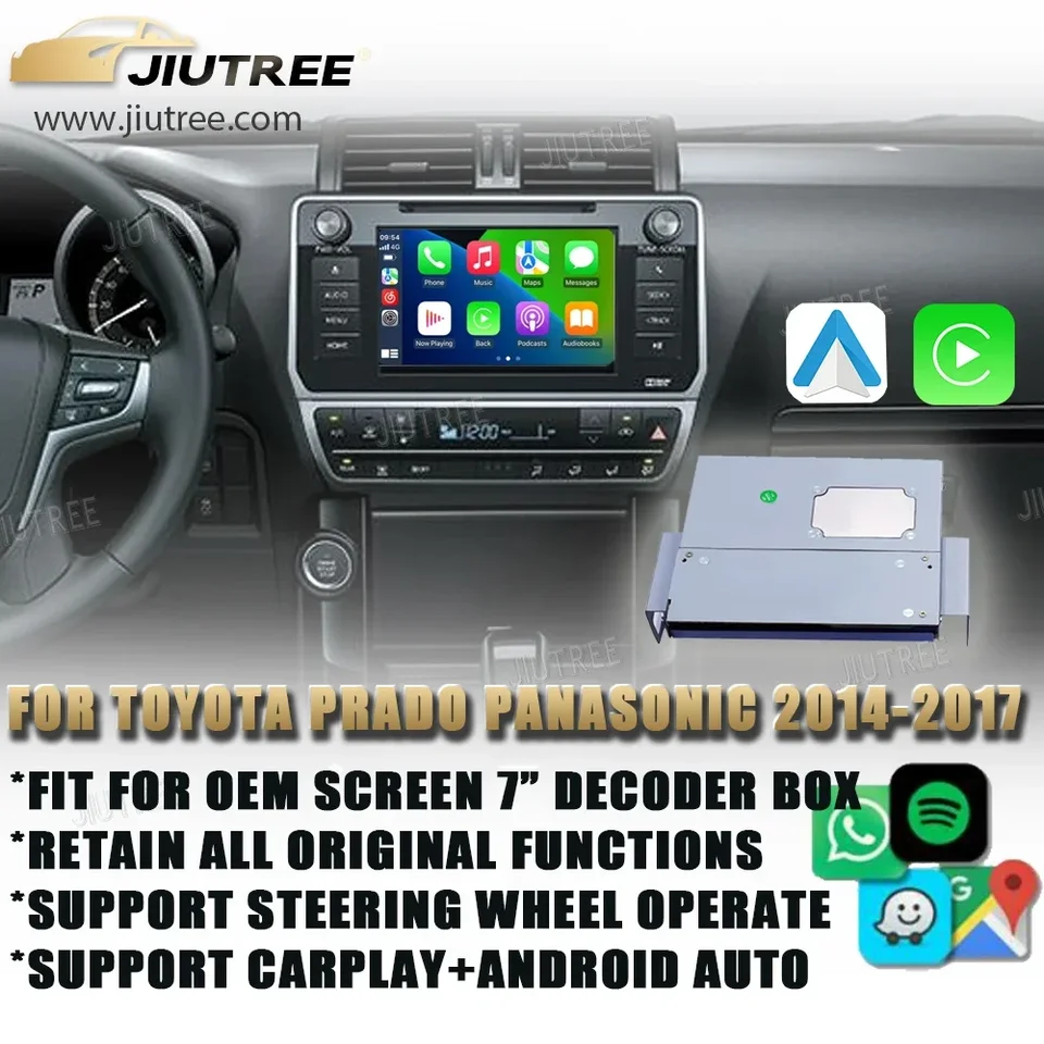 Linux systém pre Toyota Prado Panasonic 2014-2017 Decoder Box Wireless CarPlay Android Auto Stereo Upgrade OEM Scretofit
