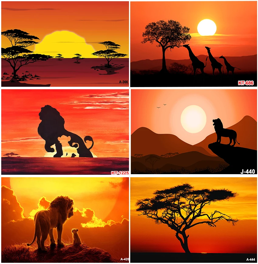 Lion King Simba Photography Pozadie Prispôsobiteľné detské narodeninové oslavy vinylová látka Sunset Foto shootings Pozadie bábätká