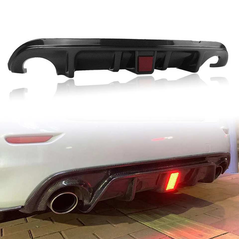Lip na nárazník zadného difúzora pre Infiniti Q50 2014 2015 2016 2017 ABS uhlíkové vlákno vzhľad/ lesk Čierny spojler topánky s lampu LED žiarovkou LED.