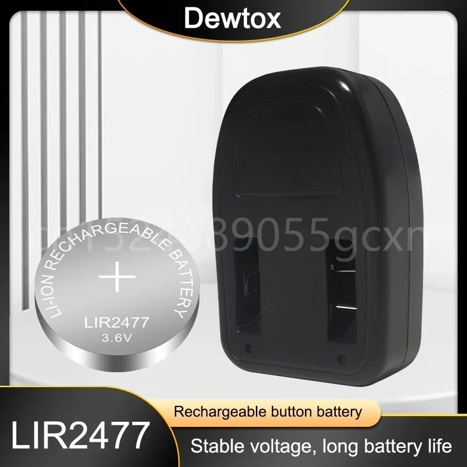 LIR2477 3,6 V 200 mAh lítium nabíjateľné batérie nahradené CR2477 pre diaľkové ovládanie hodiniek Cell + 2-slot nabíjačka