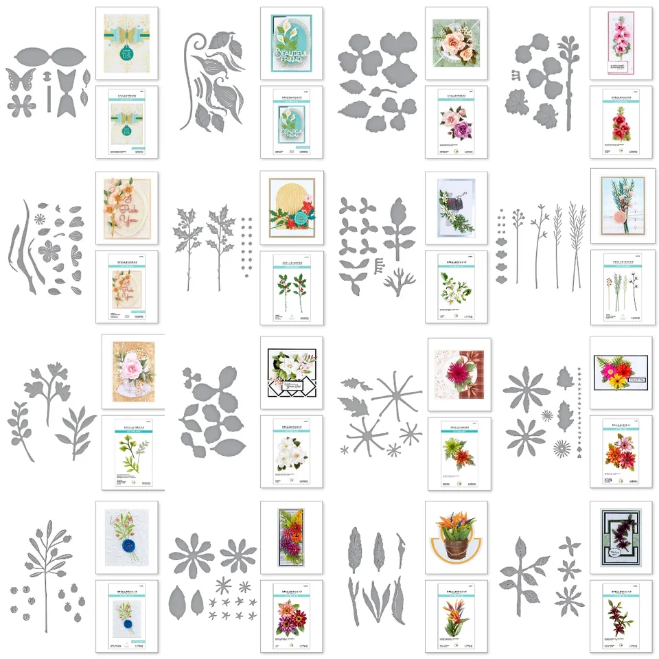 Listy a kvety 2025 Nové kovové rezanie matrice pre DIY Scrapbooking Crafts Maker Photo album šablóna ručne vyrábaná dekorácia