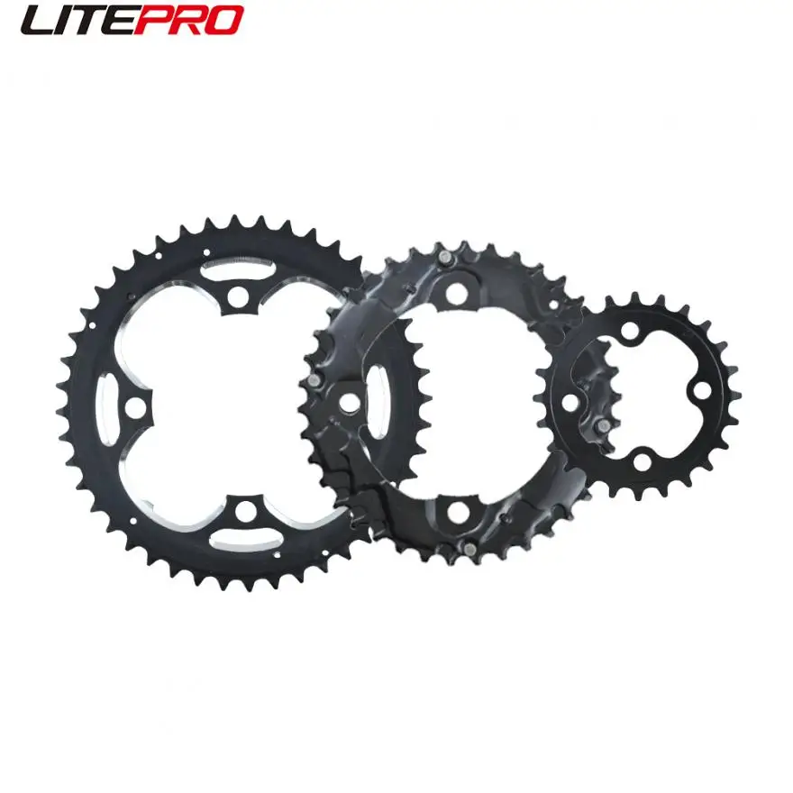 Litepro Black Raining BCD 64 104 mm 24 39 44T Oceľové ozubené koleso pre bicykel MTB 4 Claws Crank Chowel