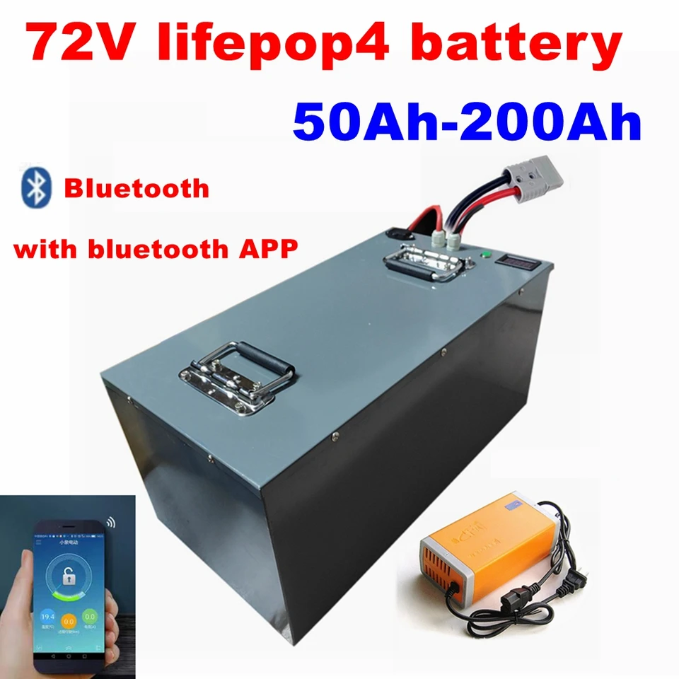 Littium 80AH 72V 100AH ​​200AH 120AH 150AH LIFEPO4 BATTERE BLUETOOTH BMS