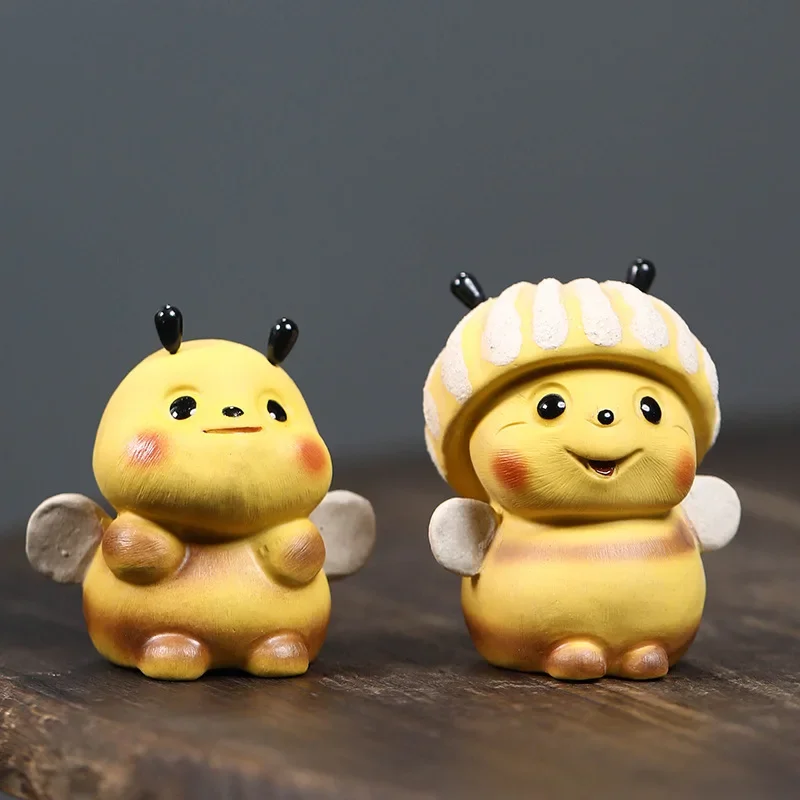Little Bee Table Decotion, Yixing Purple Clay Tea Pet Ornament, ručne vyrábaný kreatívny čajový hráč, výživné príslušenstvo čaju
