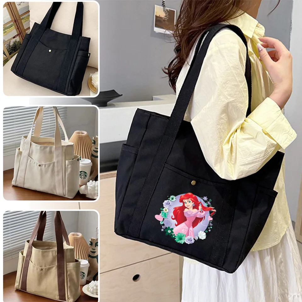 Little Mermaid Tote Bag Veľké plátno kabelka práce dochádzajúci do dochádzky na prepravu tašky Študent outfit outfit kníh na rameno na nákupné tašky