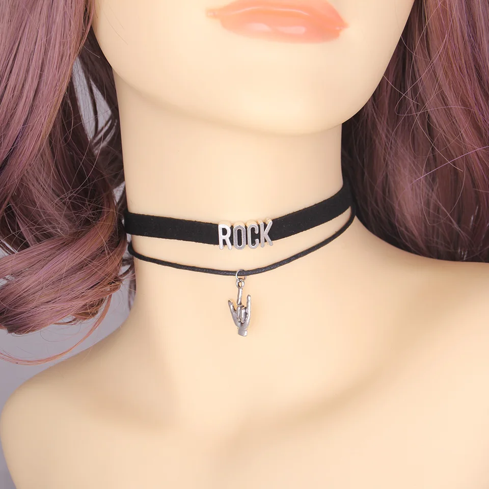 Little Minglou Fashion Rock Choker náhrdelník Hudobné kúzlo prívesok zamatový ručný obojok šperky šperky pre ženy gollares majer