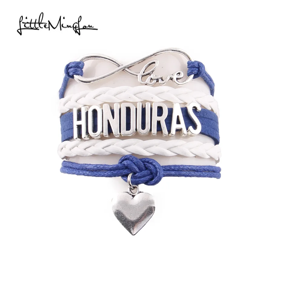 Little Minglou Infinity Love Honduras náramok srdca Kúzlo kožené zábalové náramky a náramky pre ženy