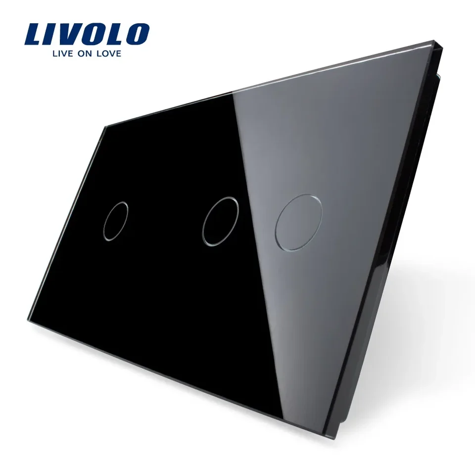 Livolo Double Switch Panel, luxusné perlové kryštalické sklo, 151 mm*80 mm, platnička iba štandard EÚ, VL-C7-C1/C2-11